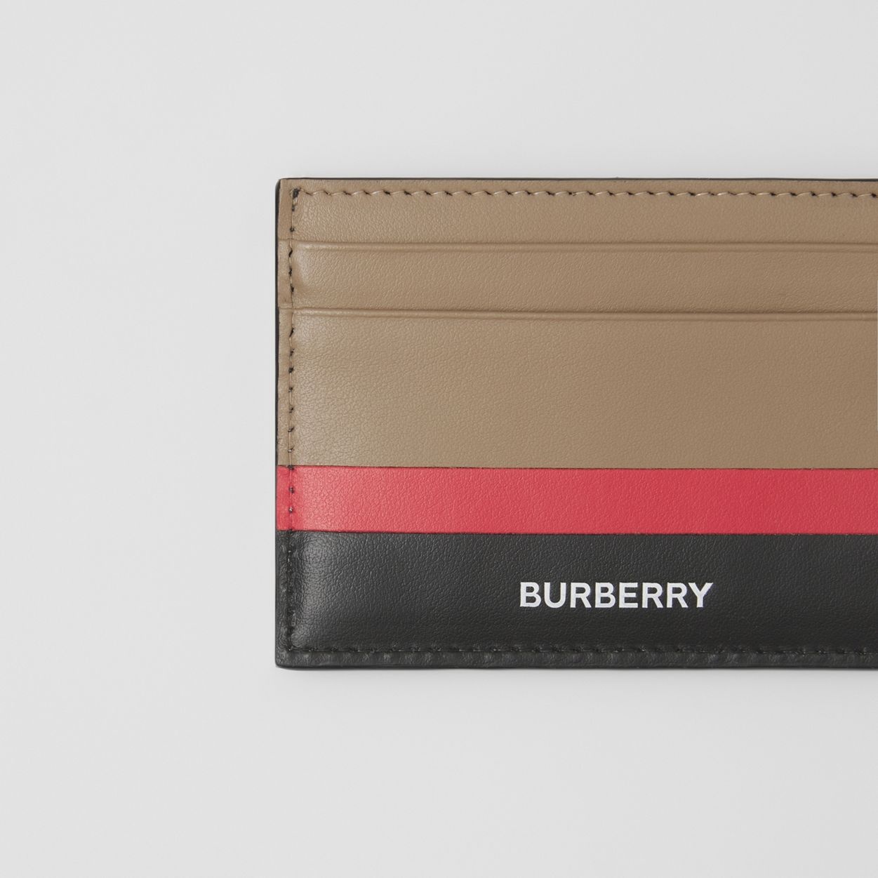 Stripe Intarsia Leather Card Case - 2