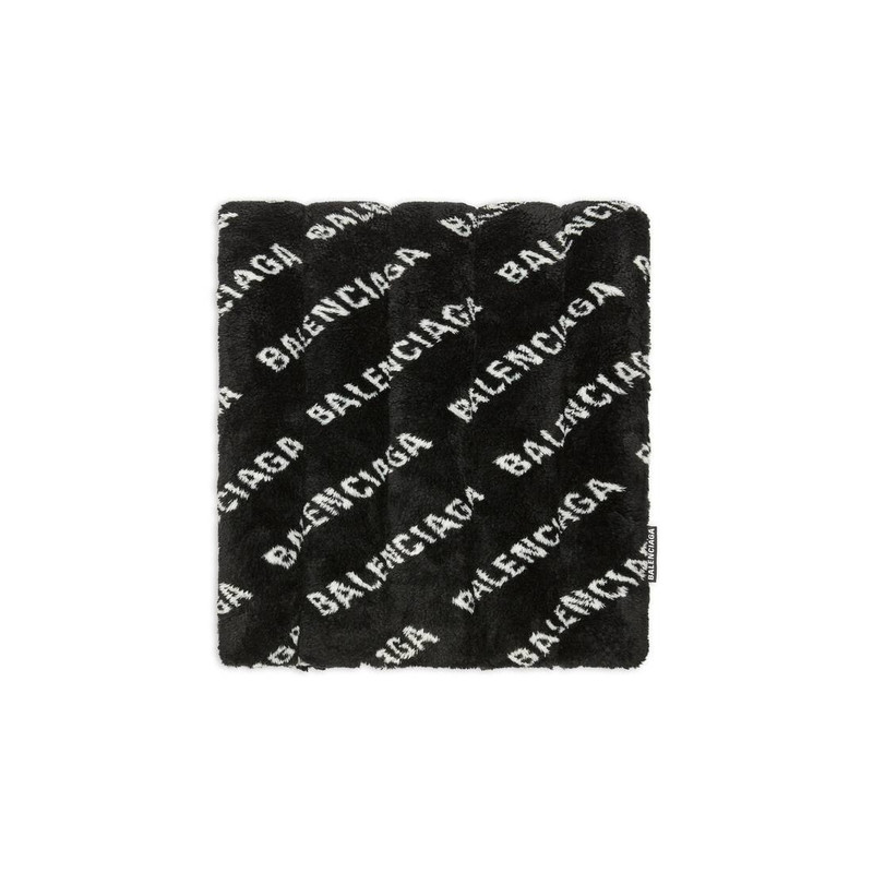 Women's Mini Allover Logo Fake Fur Stola in Black 1