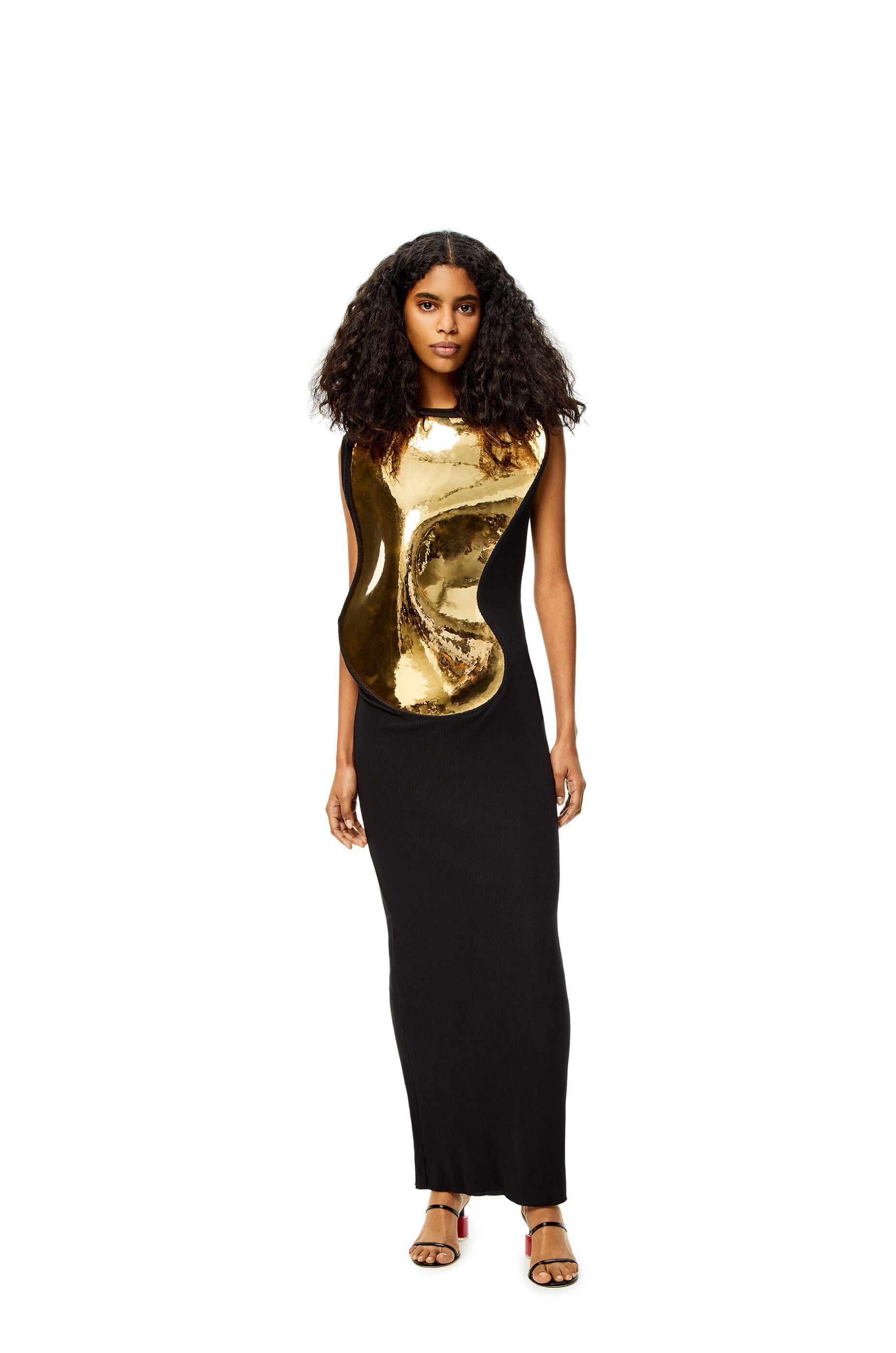 Metal plate long dress in cotton - 1
