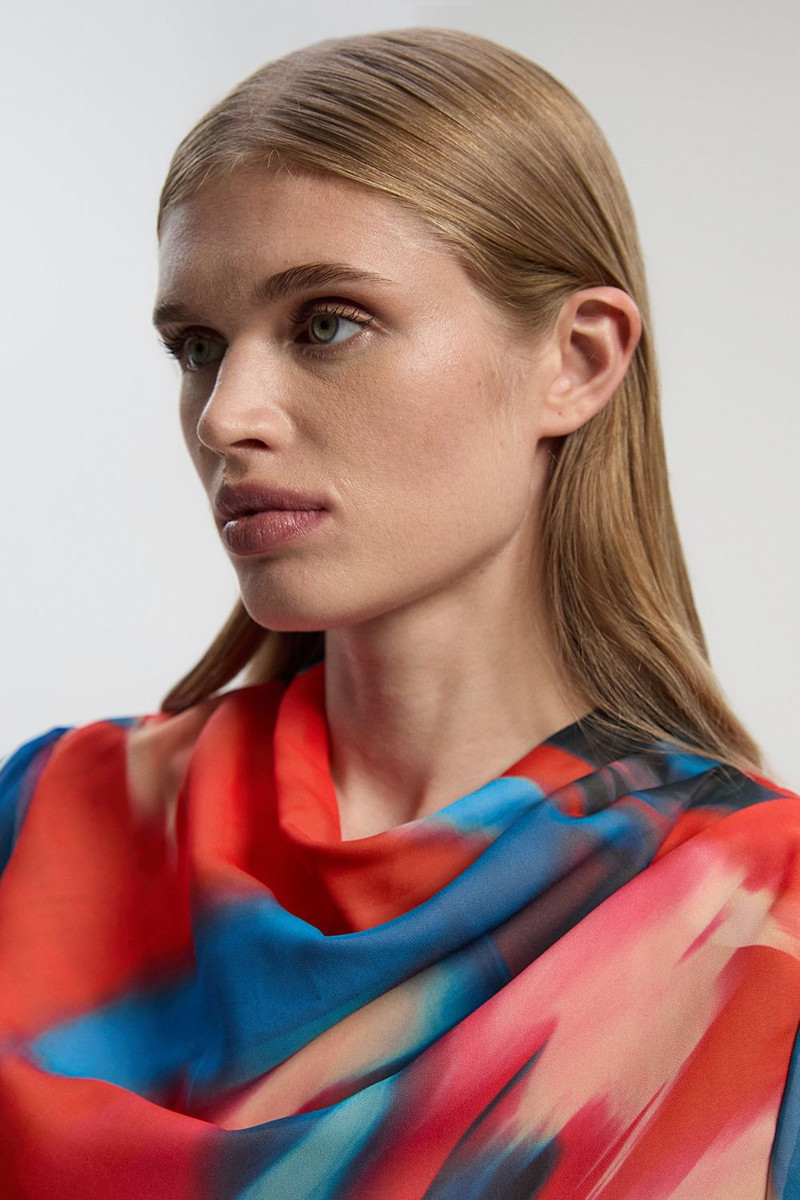Georgette Draped Blur Print Woven Blouse 3