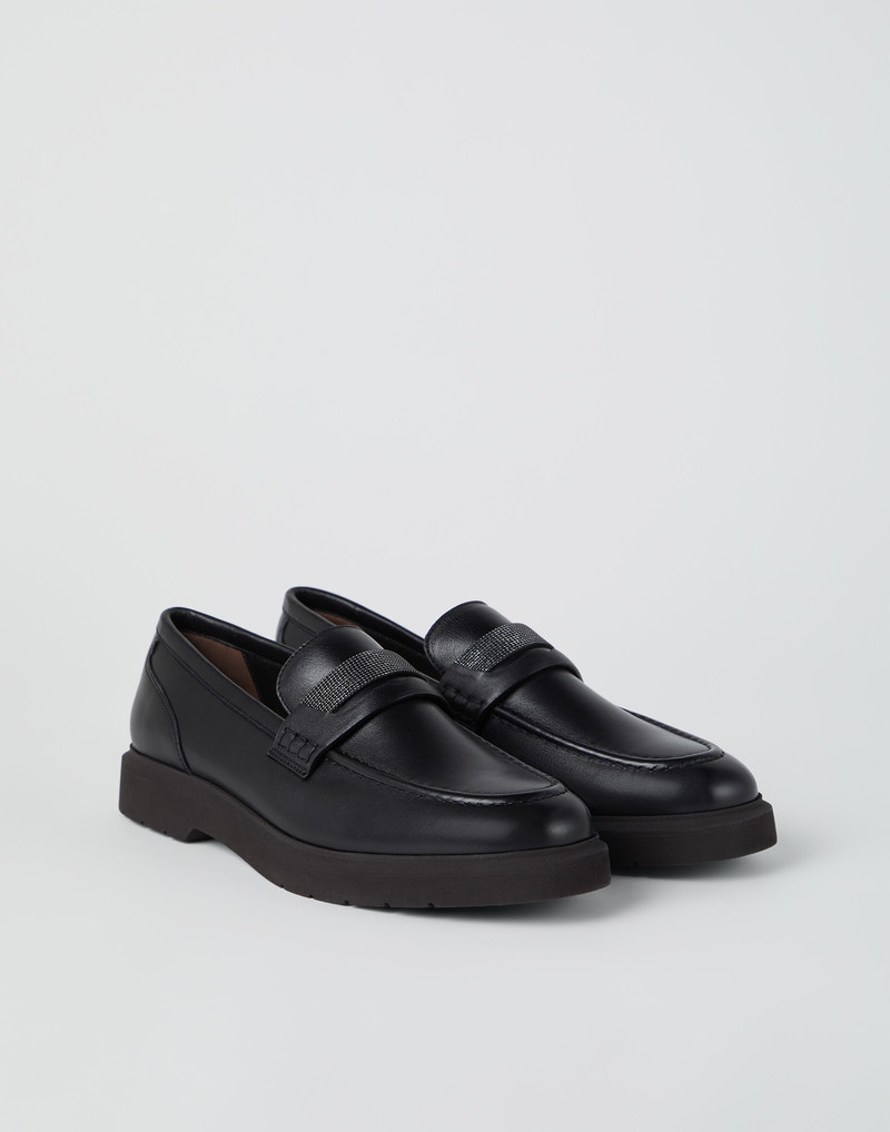 Nappa leather penny loafers with monili - 1