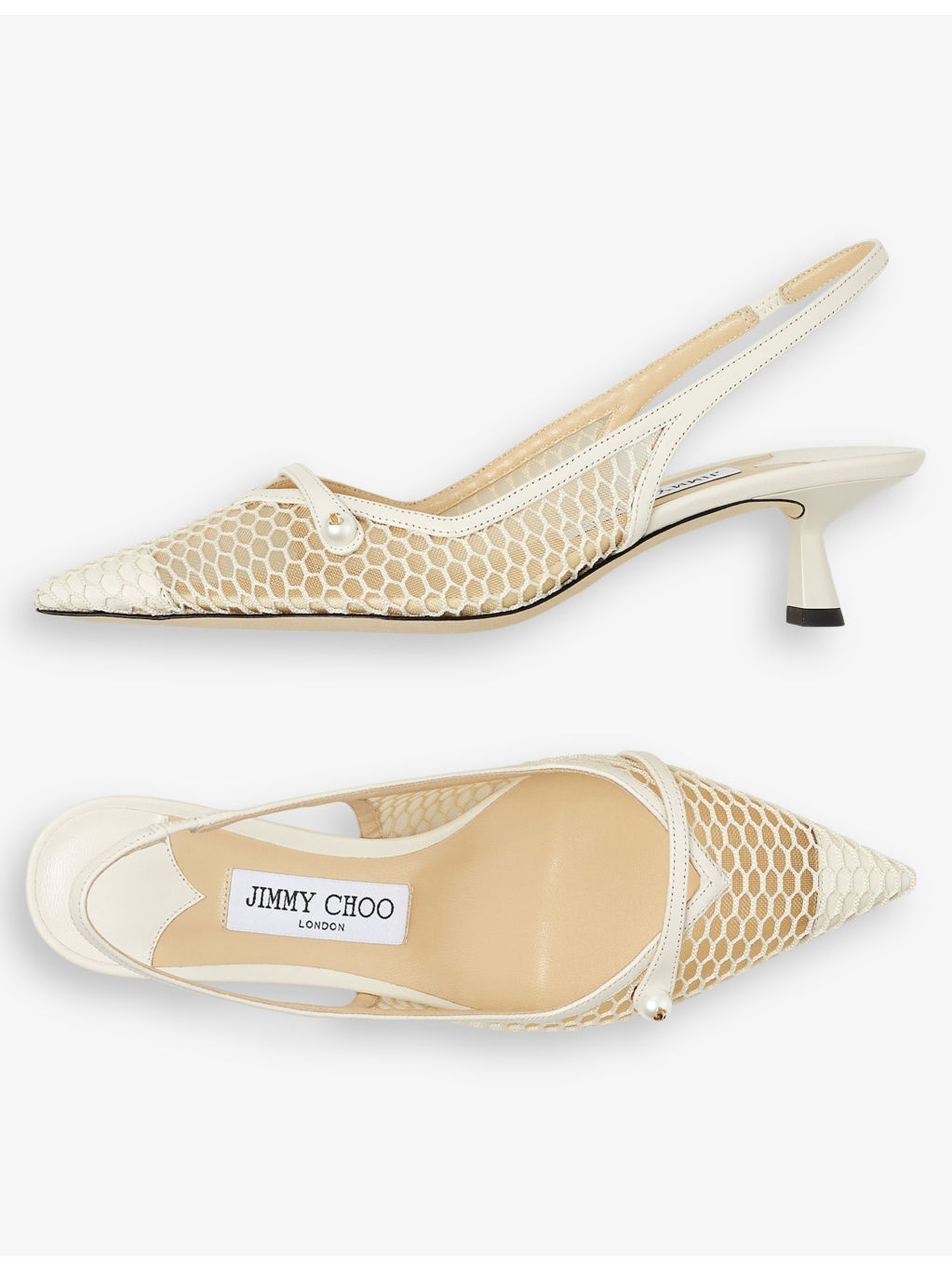Amita 45 pointed-toe mesh slingback heeled pumps - 5
