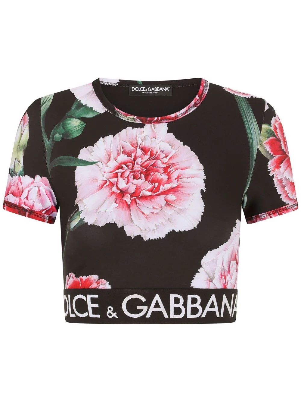 floral-print cropped T-shirt - 1