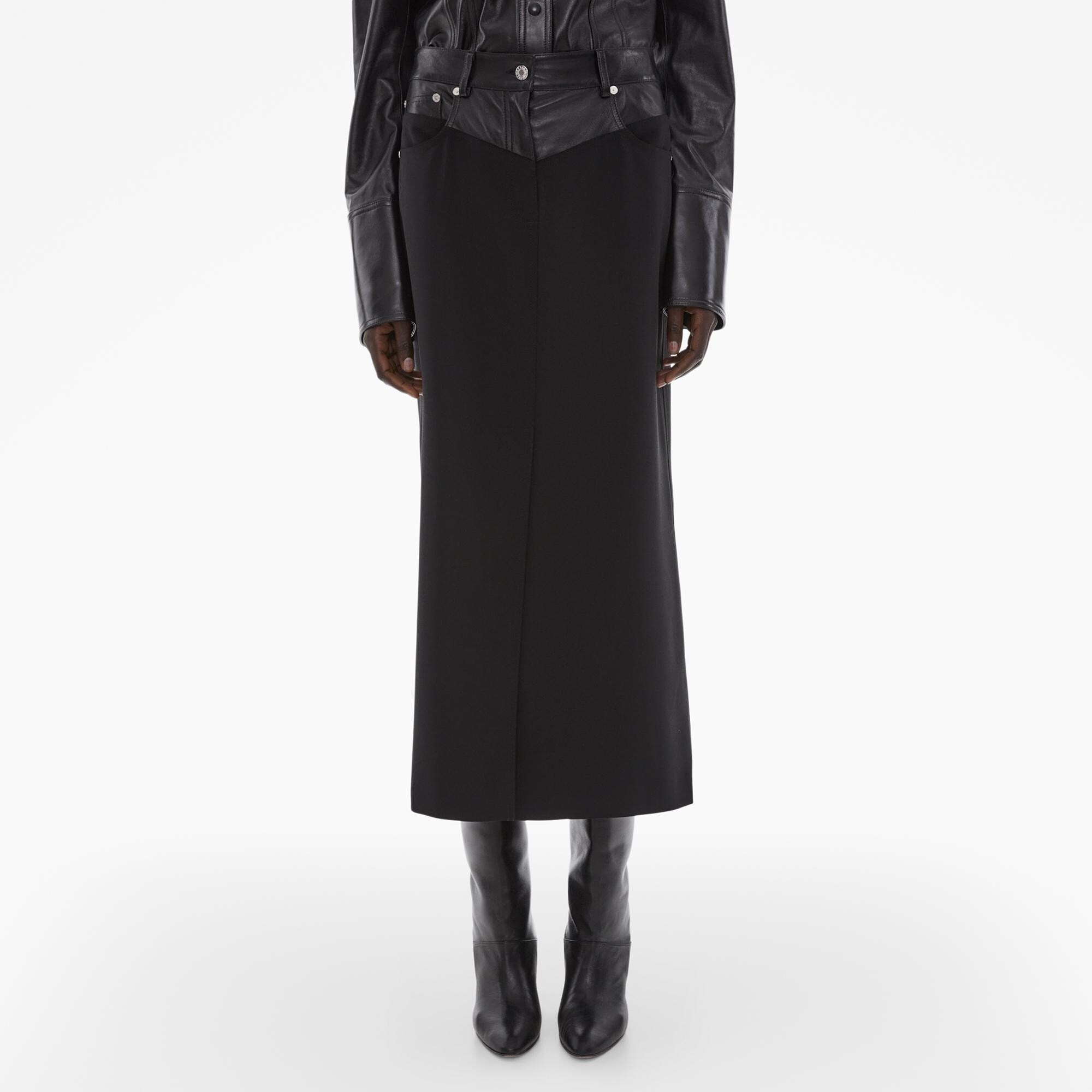 LEATHER-TRIMMED GARTER SKIRT - 3