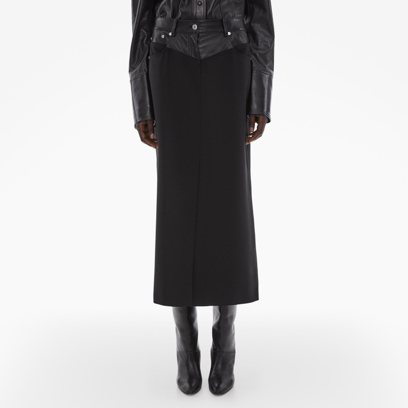 LEATHER-TRIMMED GARTER SKIRT 3