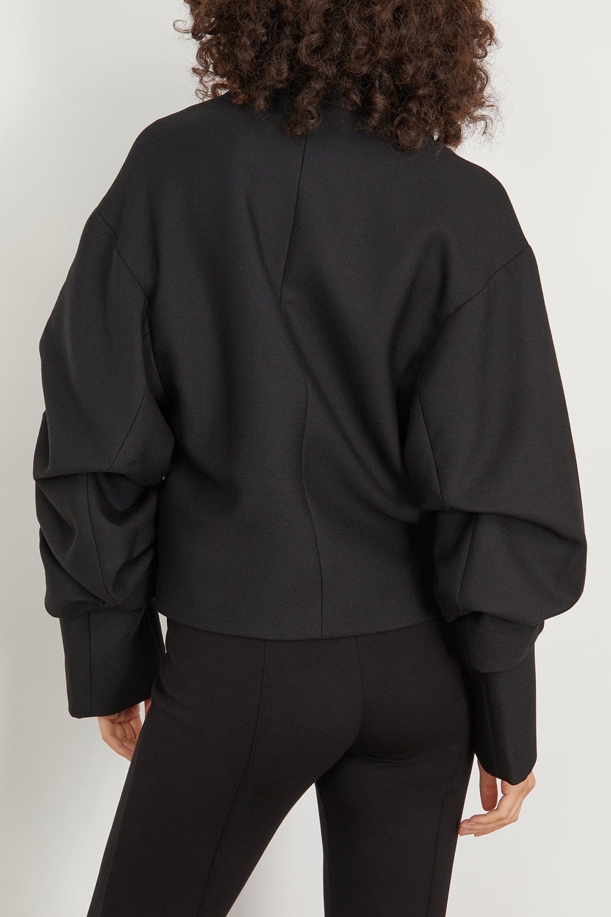 Wrinkled Sleeve Jacket in Black - 4