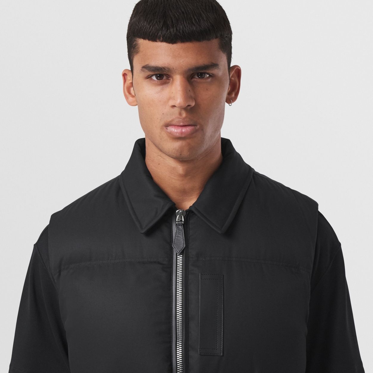 Detachable Shearling Collar Cotton Gabardine Gilet - 3