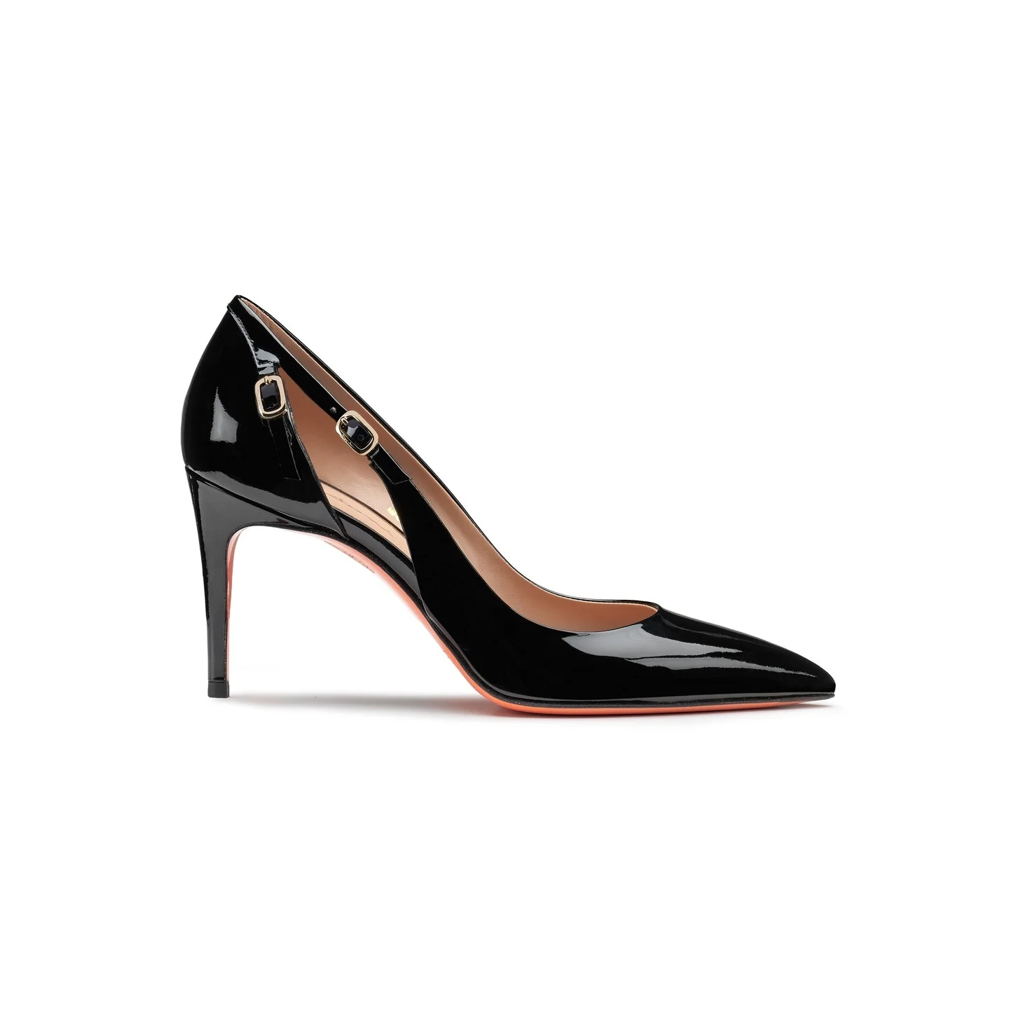 Women's black patent leather high-heel pump - 1