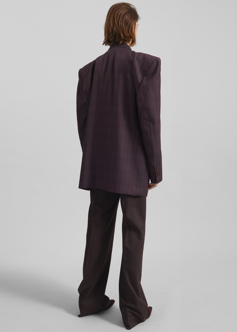 Marnay Padded Blazer - Burgundy Plaid 9