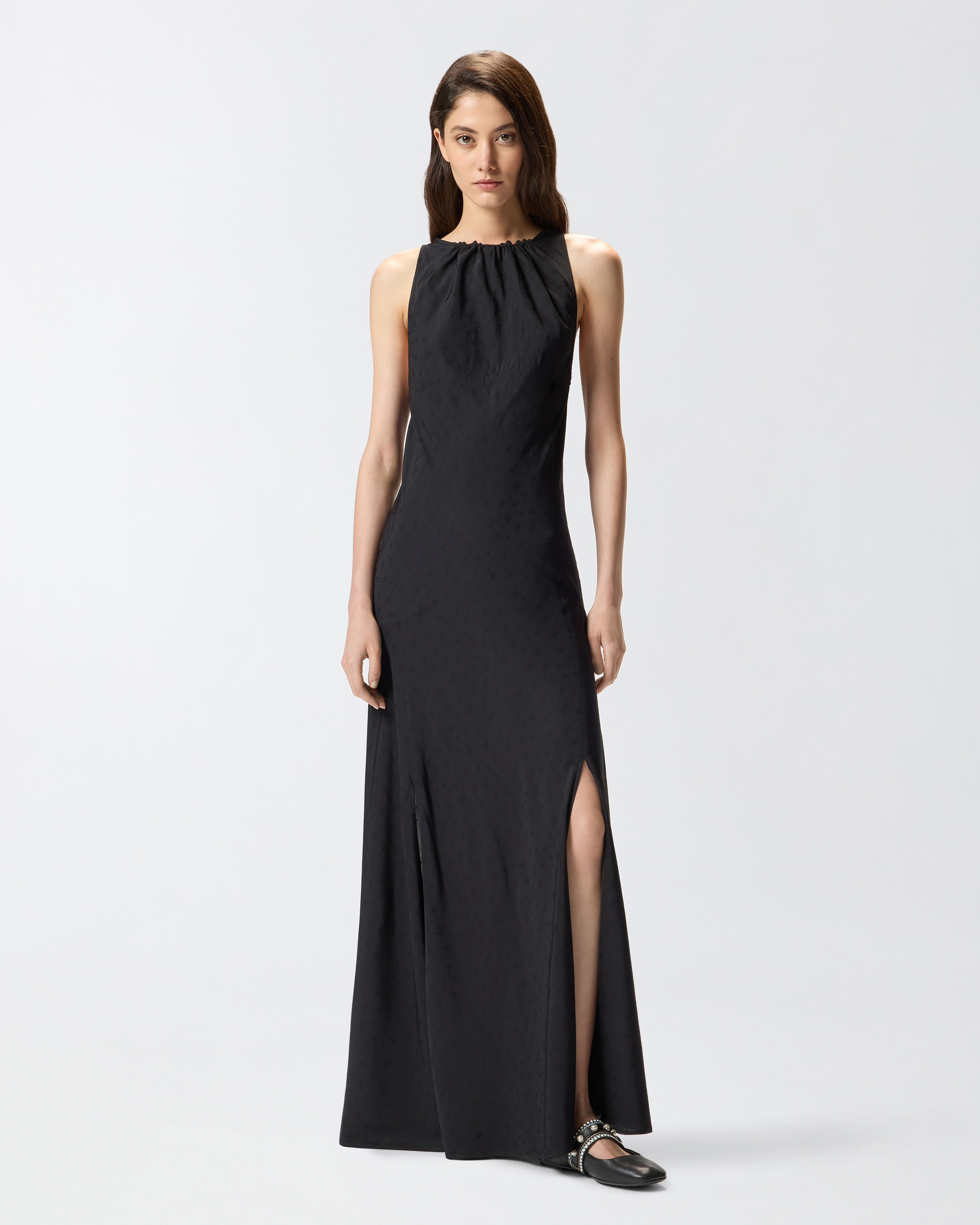 LONG VISCOSE JACQUARD DRESS - 3