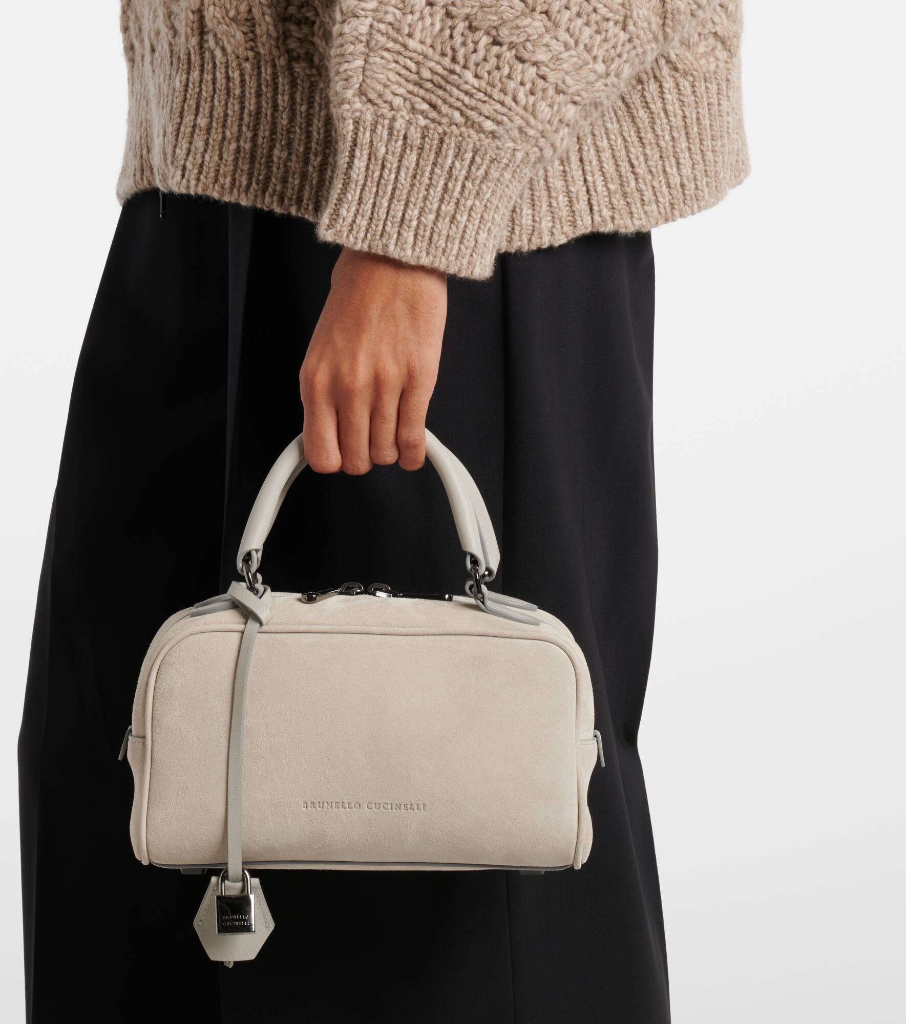 Small suede tote bag - 7
