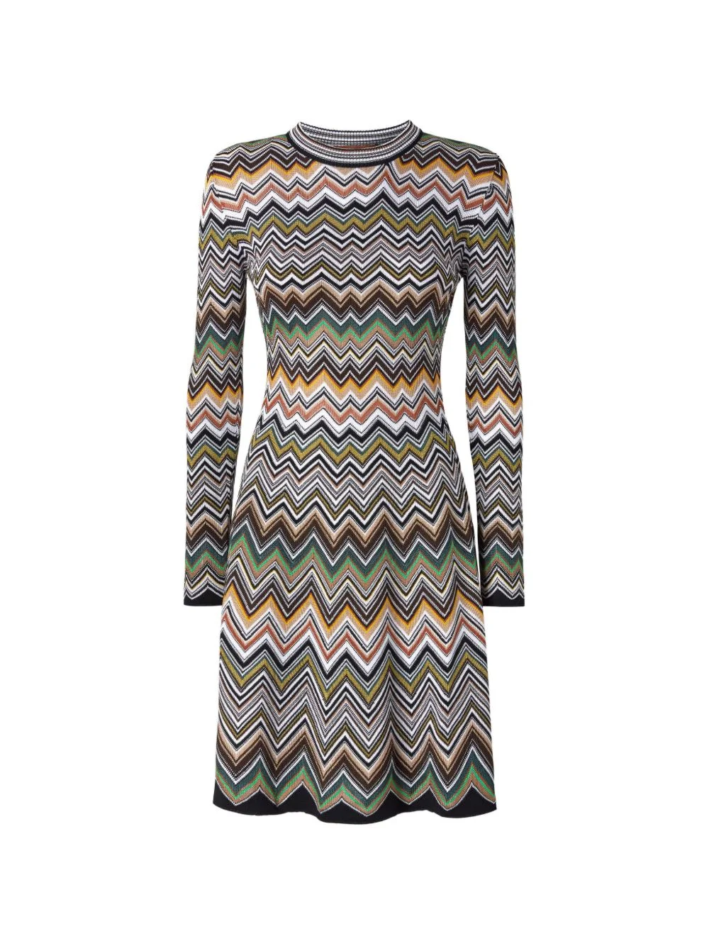 zig-zag long-sleeve mini dress - 1