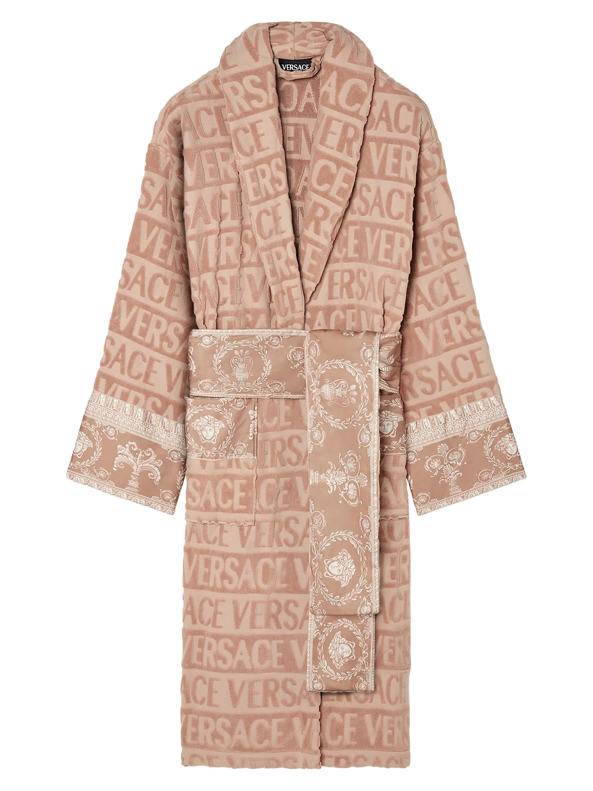 Men's I Heart Baroque Cotton Terry Bathrobe - Warm Taupe - 1