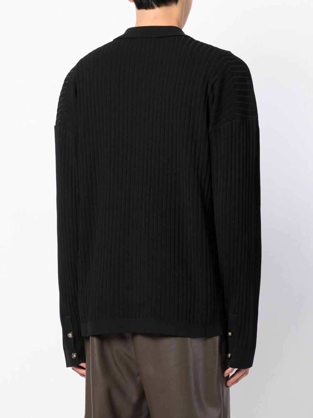 CAMP COLLAR RIBBED CARDIGAN - 2
