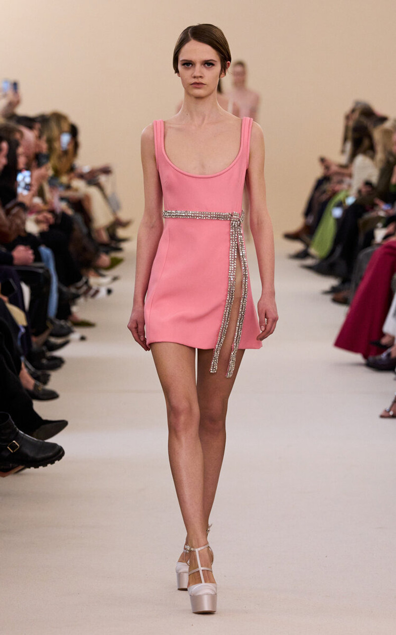 GIAMBATTISTA VALLI Slit-Detailed Crepe Mini Dress coral outlook