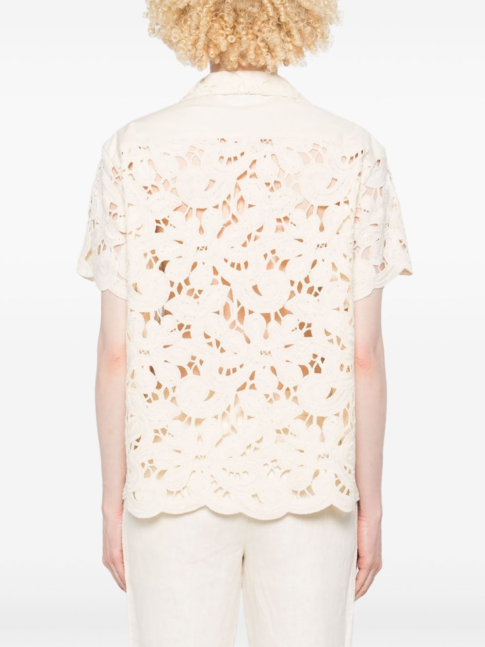 floral macramé shirt - 4