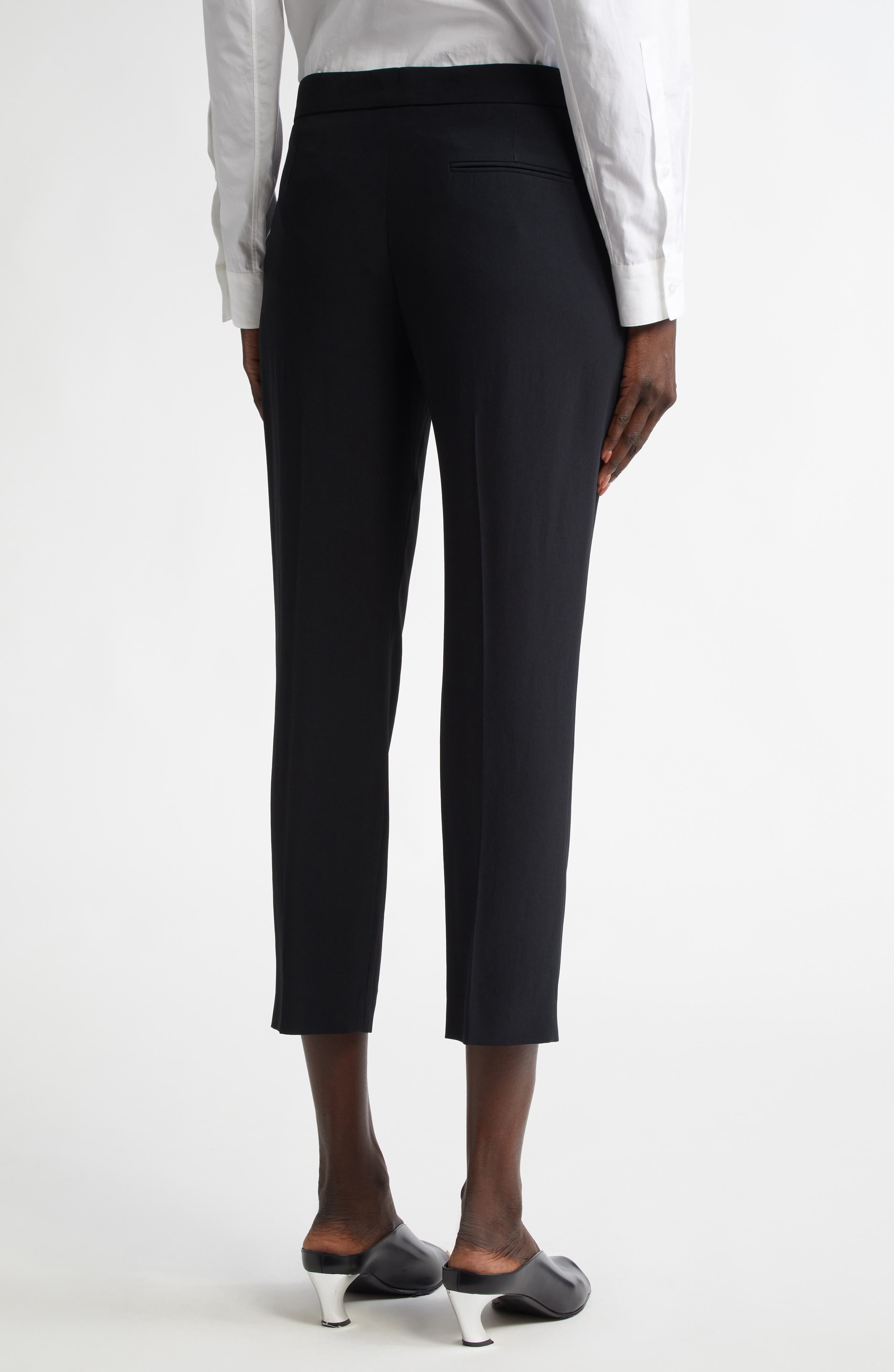 Alexander McQueen Leaf Crepe Cigarette Ankle Pants in Black at Nordstrom - 2