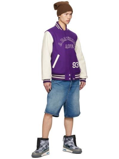 BAPE Giant Ape Head Varsity Jacket Purple