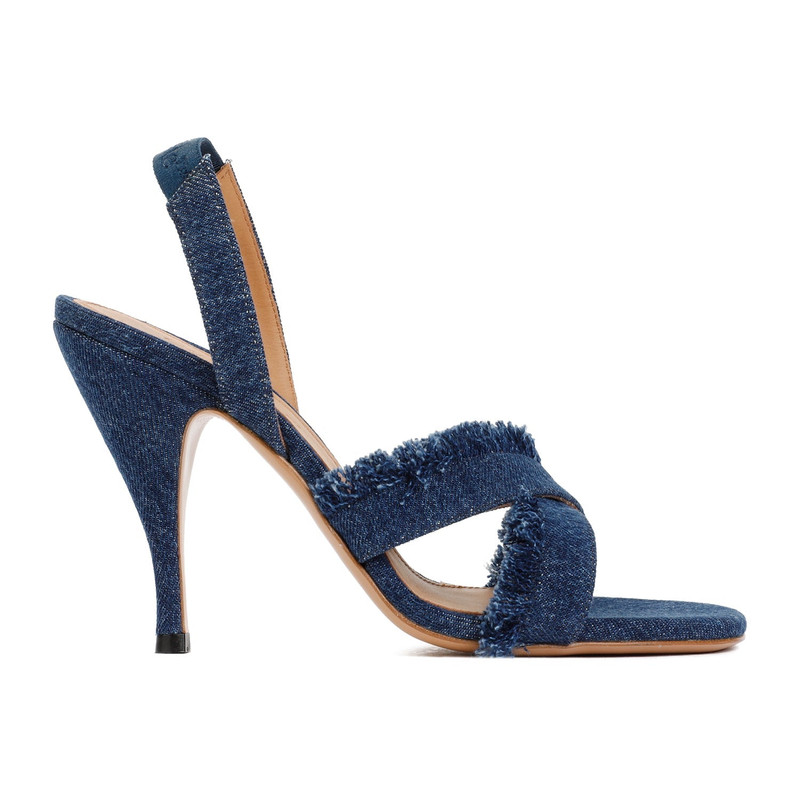 Off White Curvy Heel Denim Sandal Women - 1