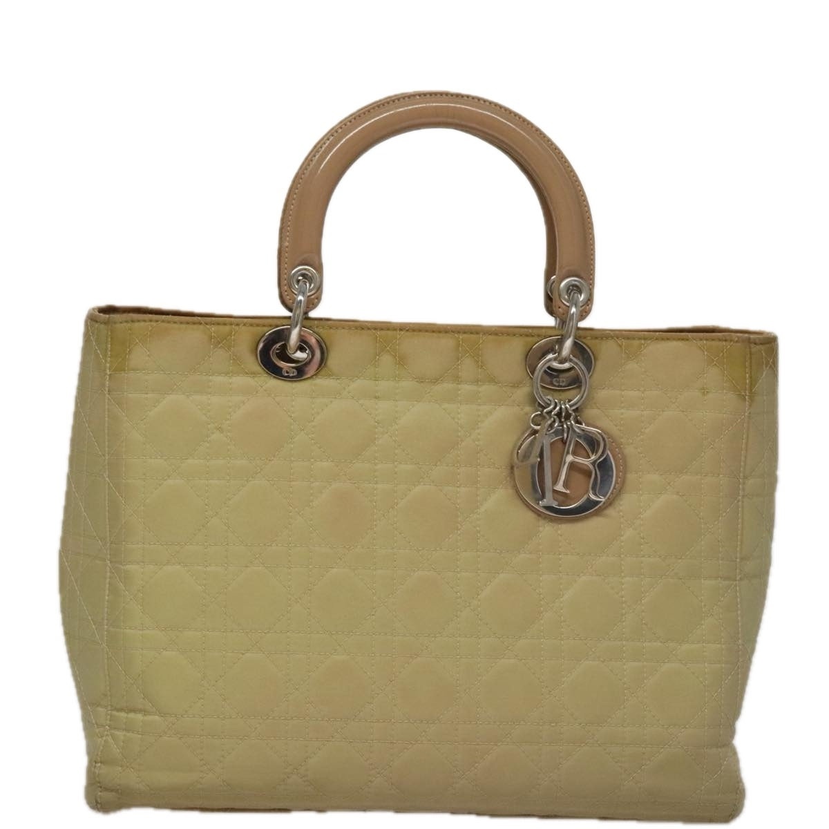 DIOR Canage Hand Bag Nylon Beige Silver - 13