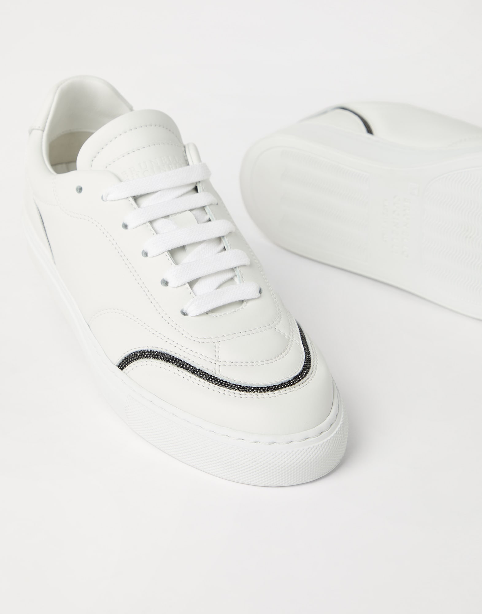 Matte calfskin sneakers with shiny details - 3