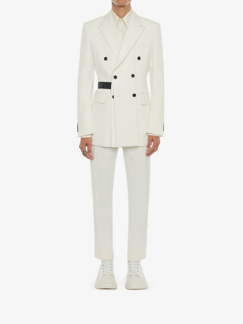 Ivory Wool Serge Cigarette Pants in Ivory - 2