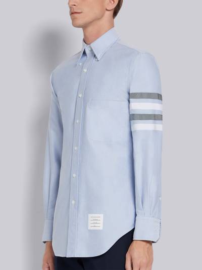 Thom Browne Light Blue Cotton Oxford Grosgrain 4-Bar Classic Fit Long Sleeve Shirt outlook