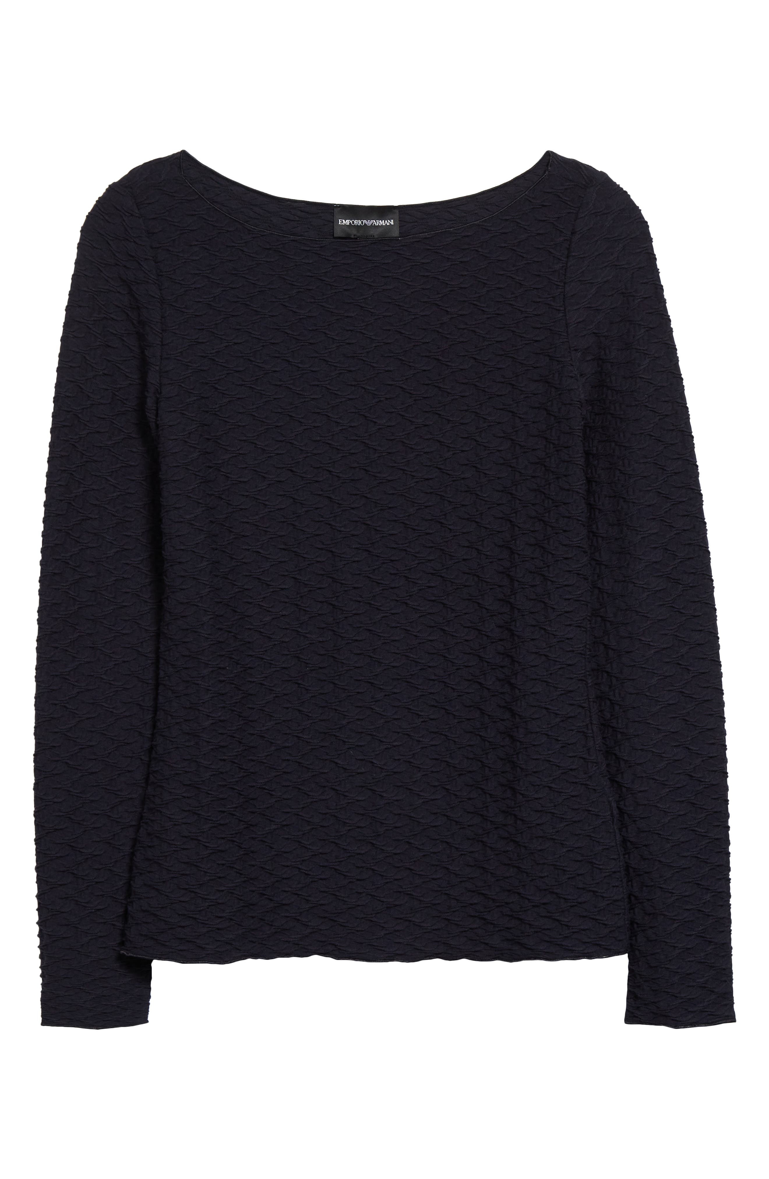 Emporio Armani Textured Jersey Top in Solid Dark Blue at Nordstrom - 5
