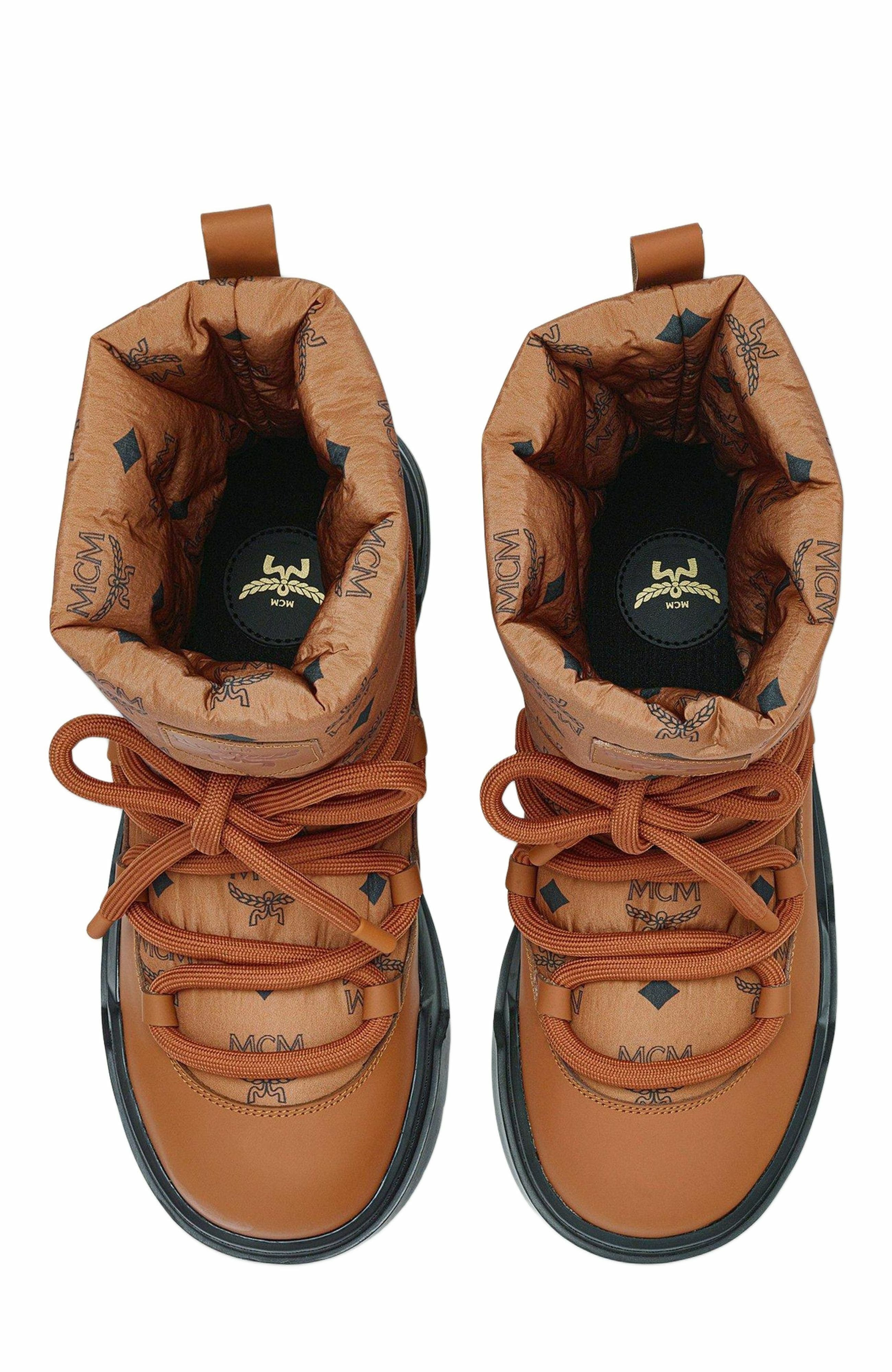 MCM Skyward Ankle Boots in Padded Monogram Nylon in Cognac at Nordstrom - 4