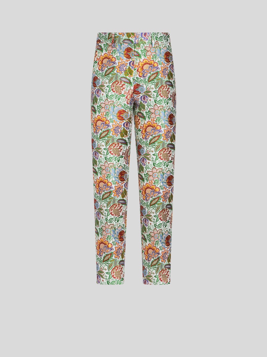 MULTICOLOURED BOUQUET CIGARETTE TROUSERS - 1