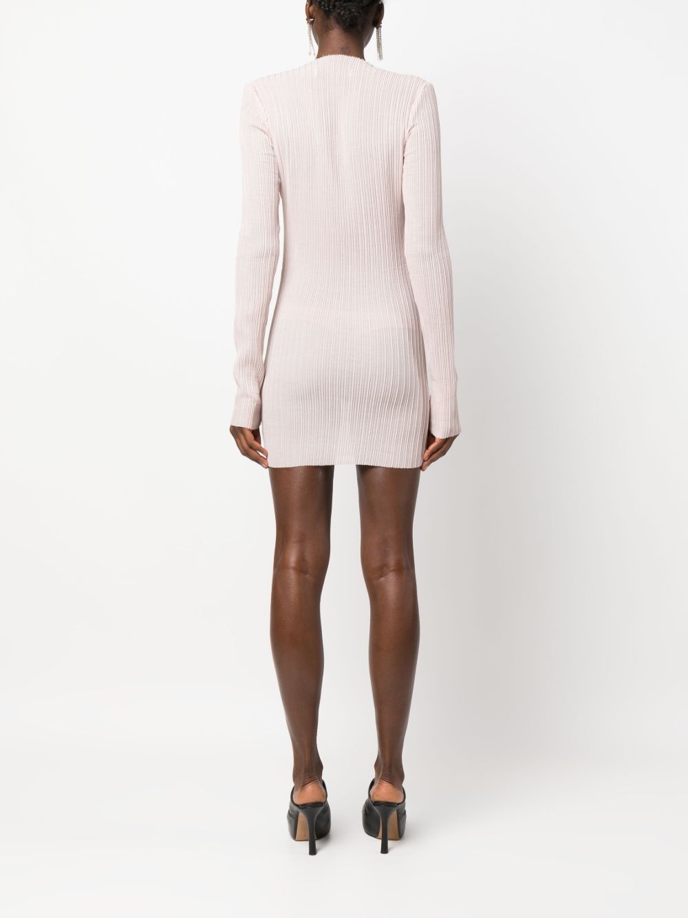 pleated long-sleeved minidress - 4