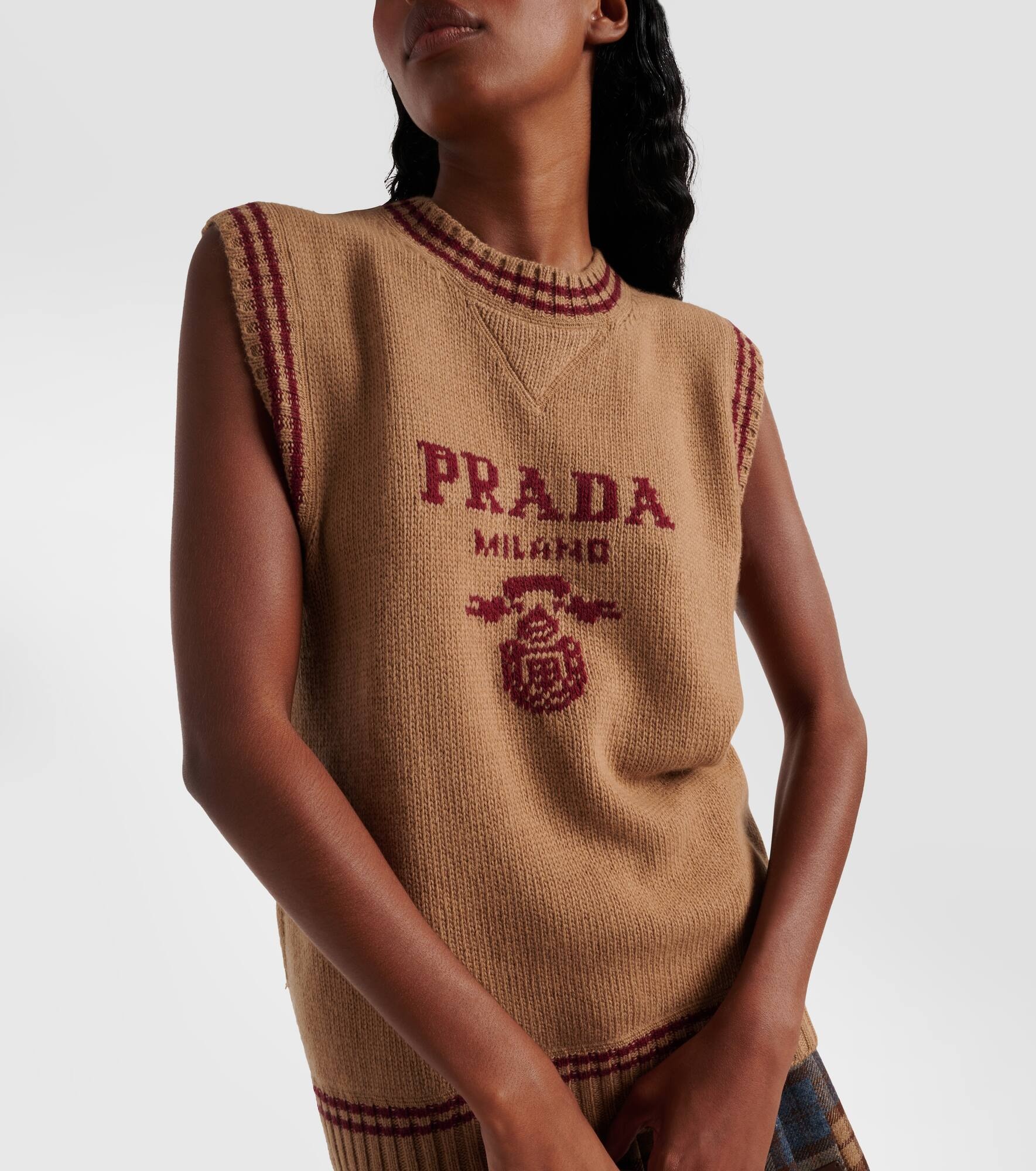 Logo wool and cashmere sweater vest - 4