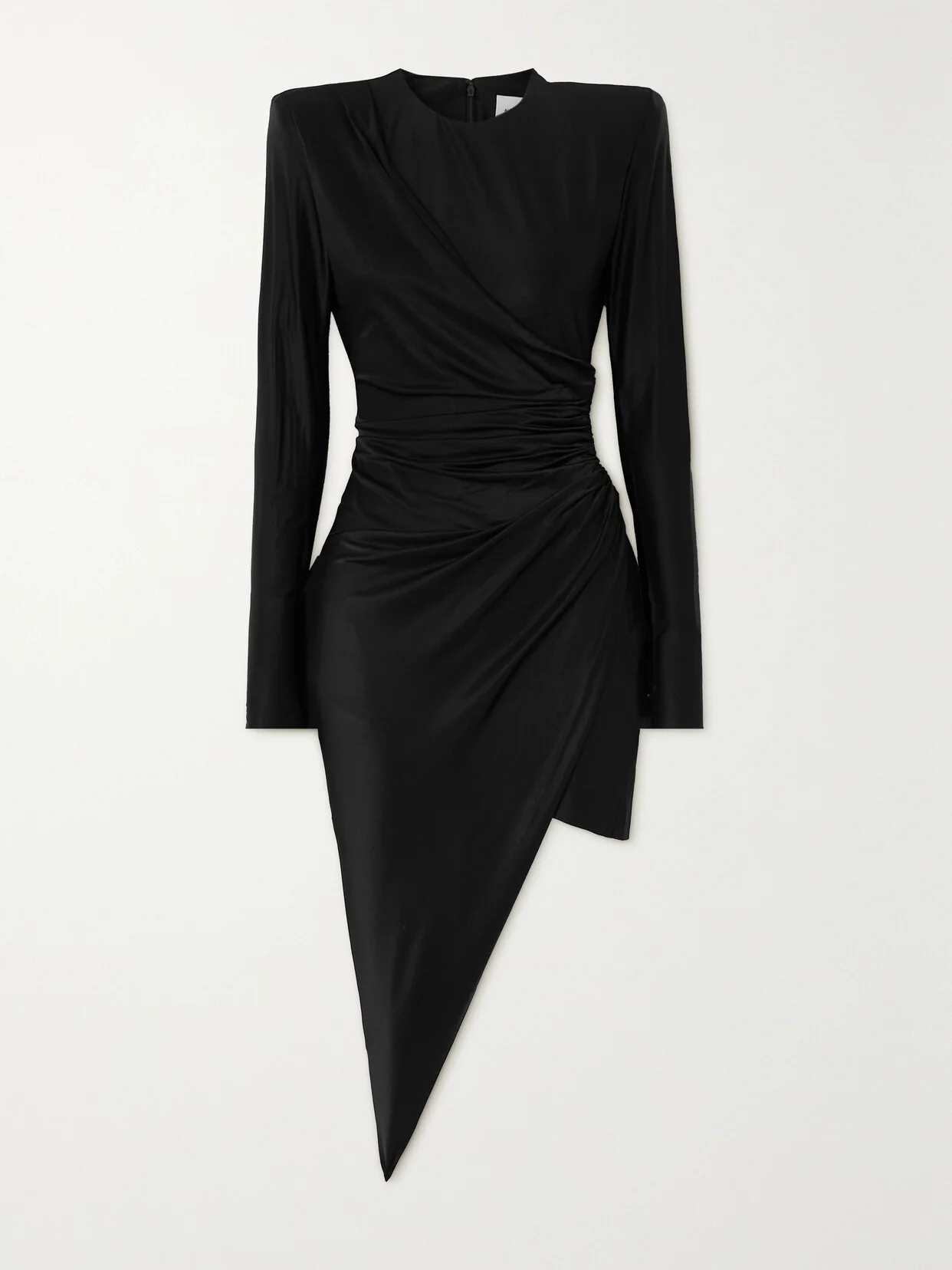 Asymmetric Draped Stretch-satin Mini Dress - 1