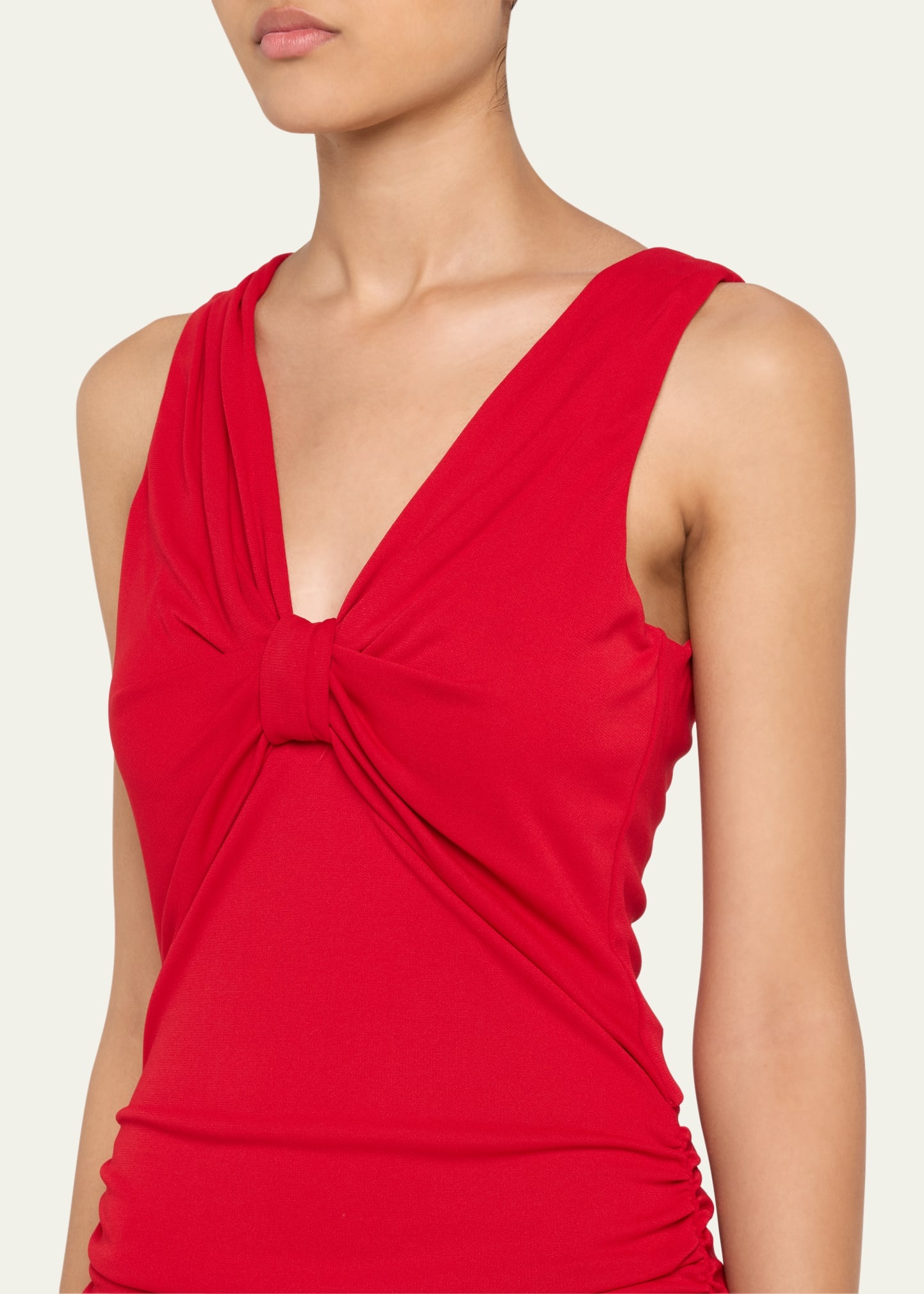 V-Neck Ruched Column Dress - 5
