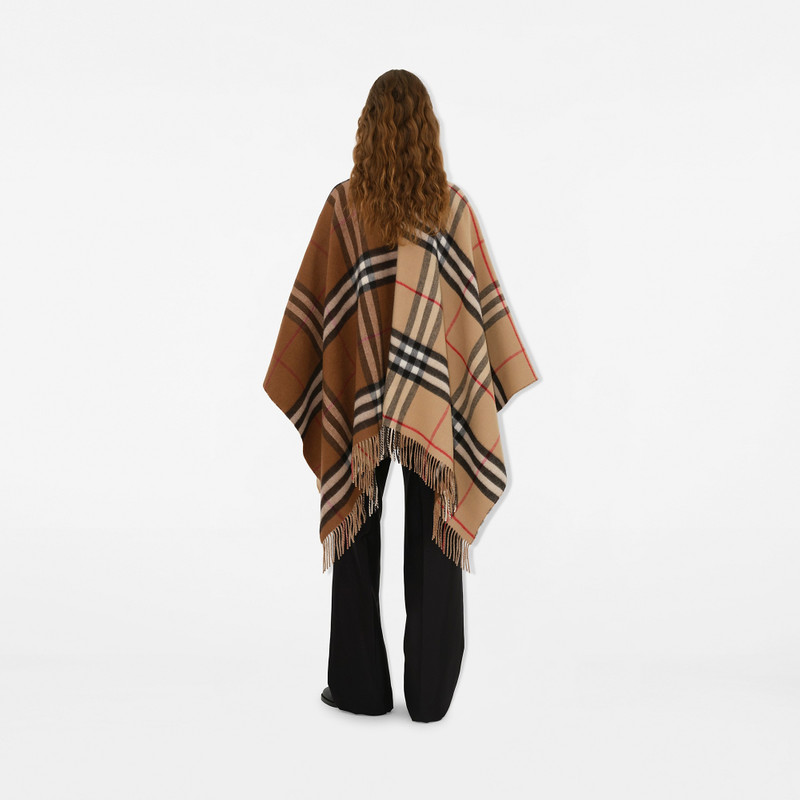 Contrast Check Wool Cashmere Cape 4