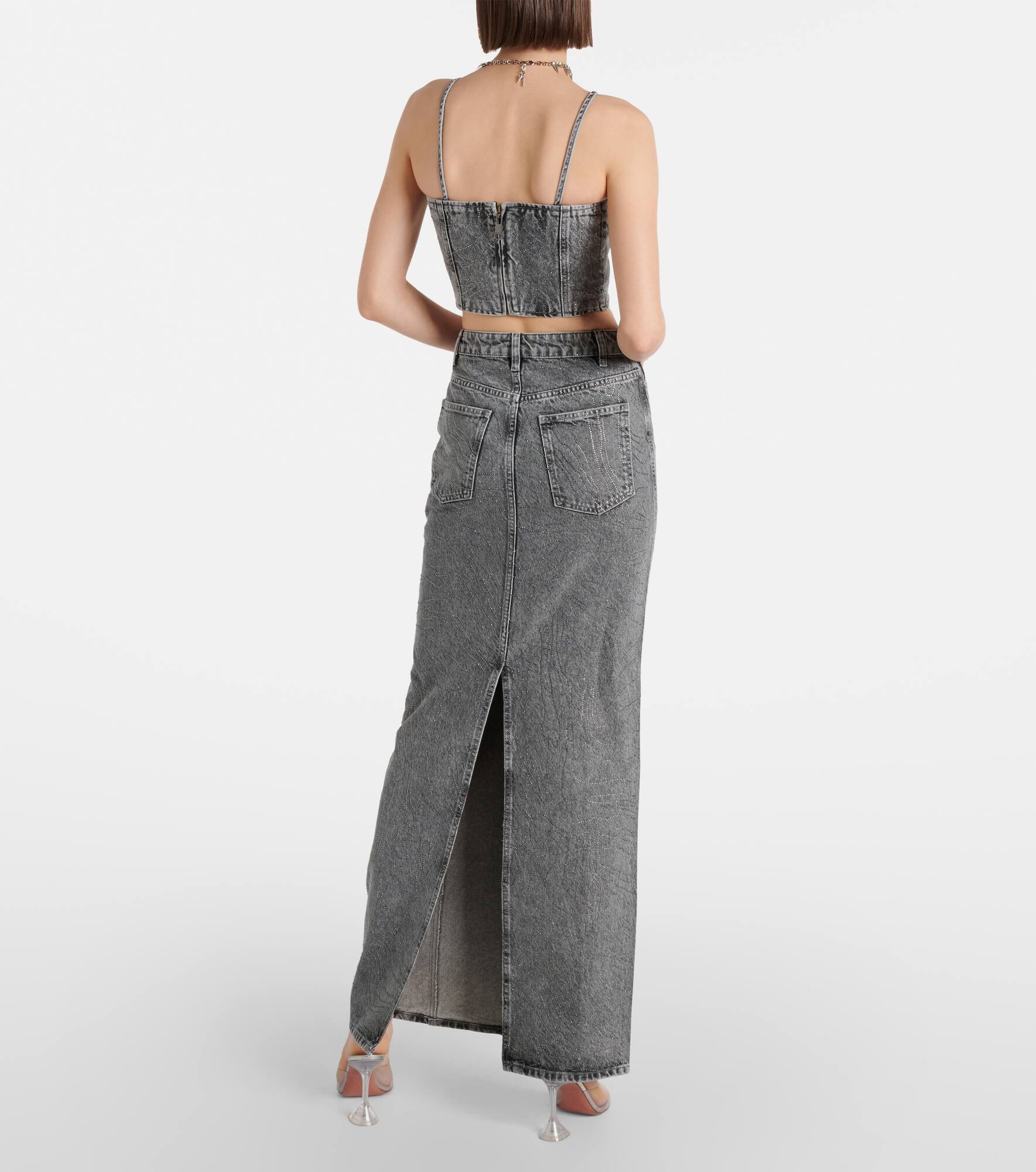 Embellished denim maxi skirt - 3