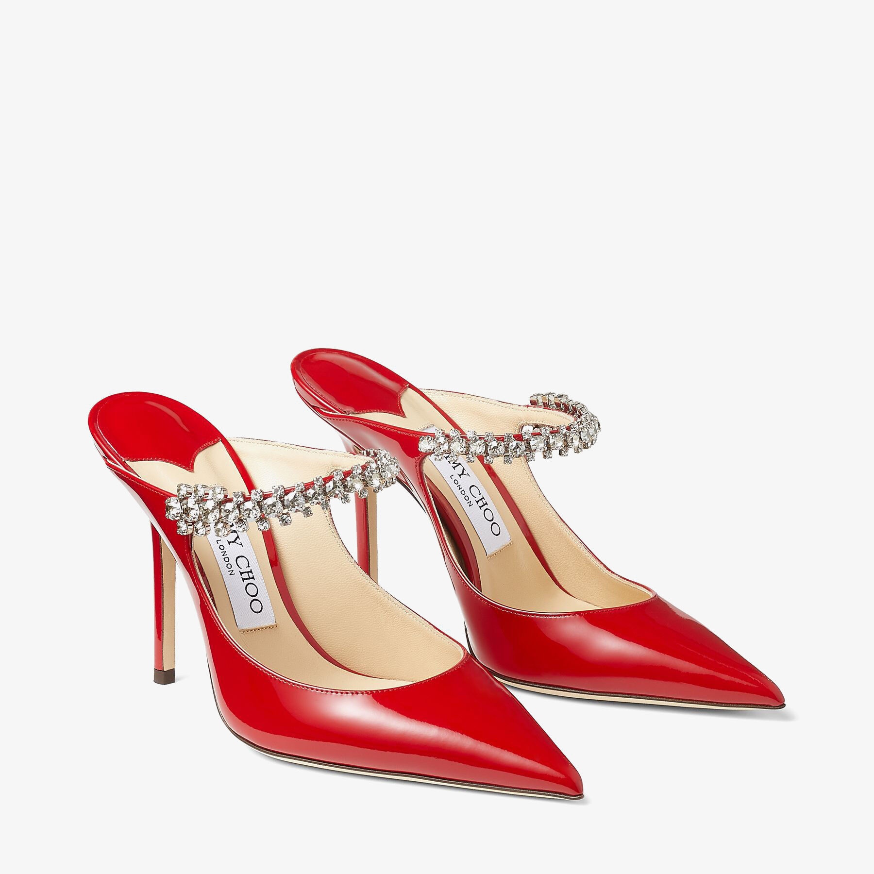 Bing 100
Red Patent Leather Mules with Crystal Strap - 3