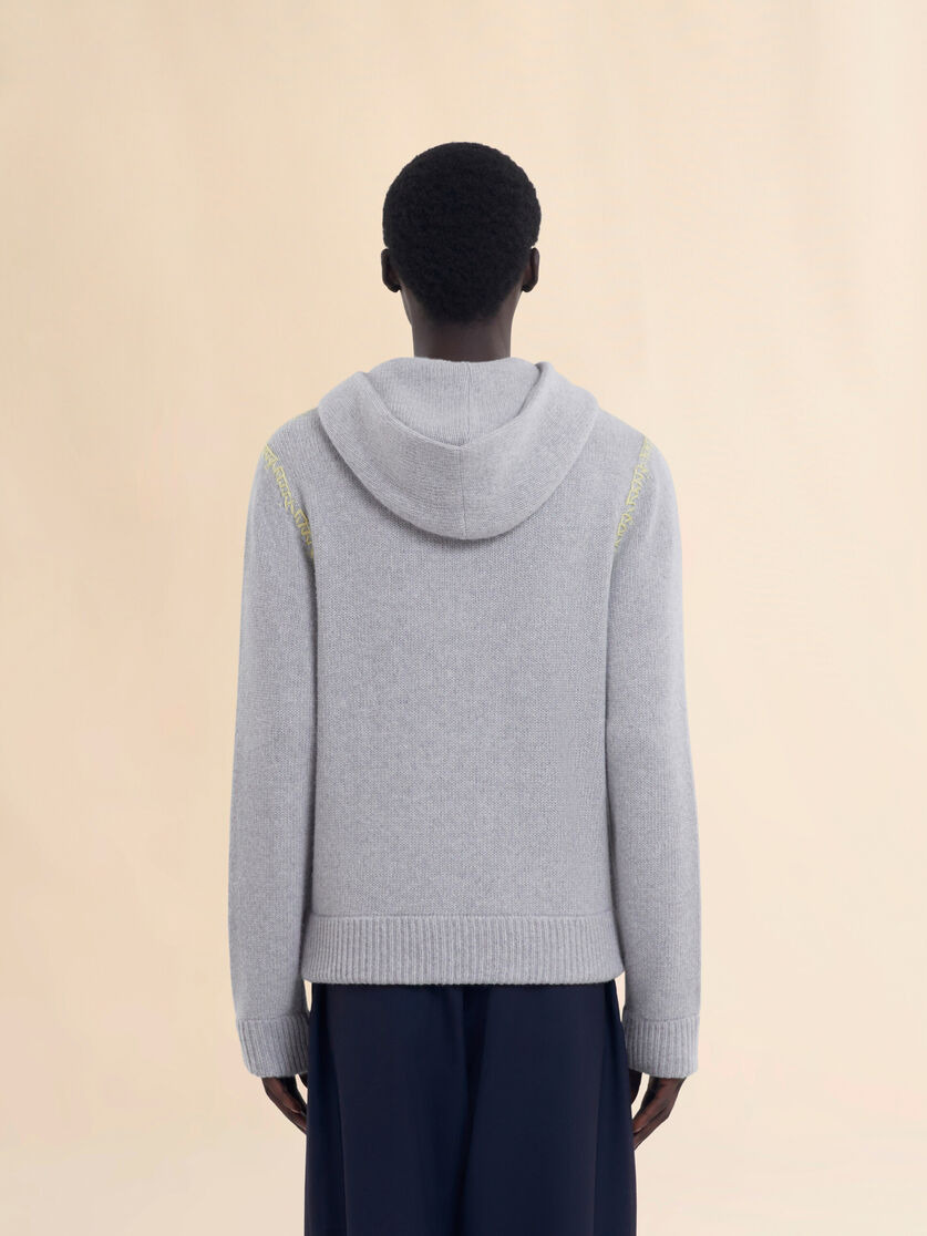 GREY WOOL-CASHMERE CARDIGAN WITH MARNI MENDING - 3