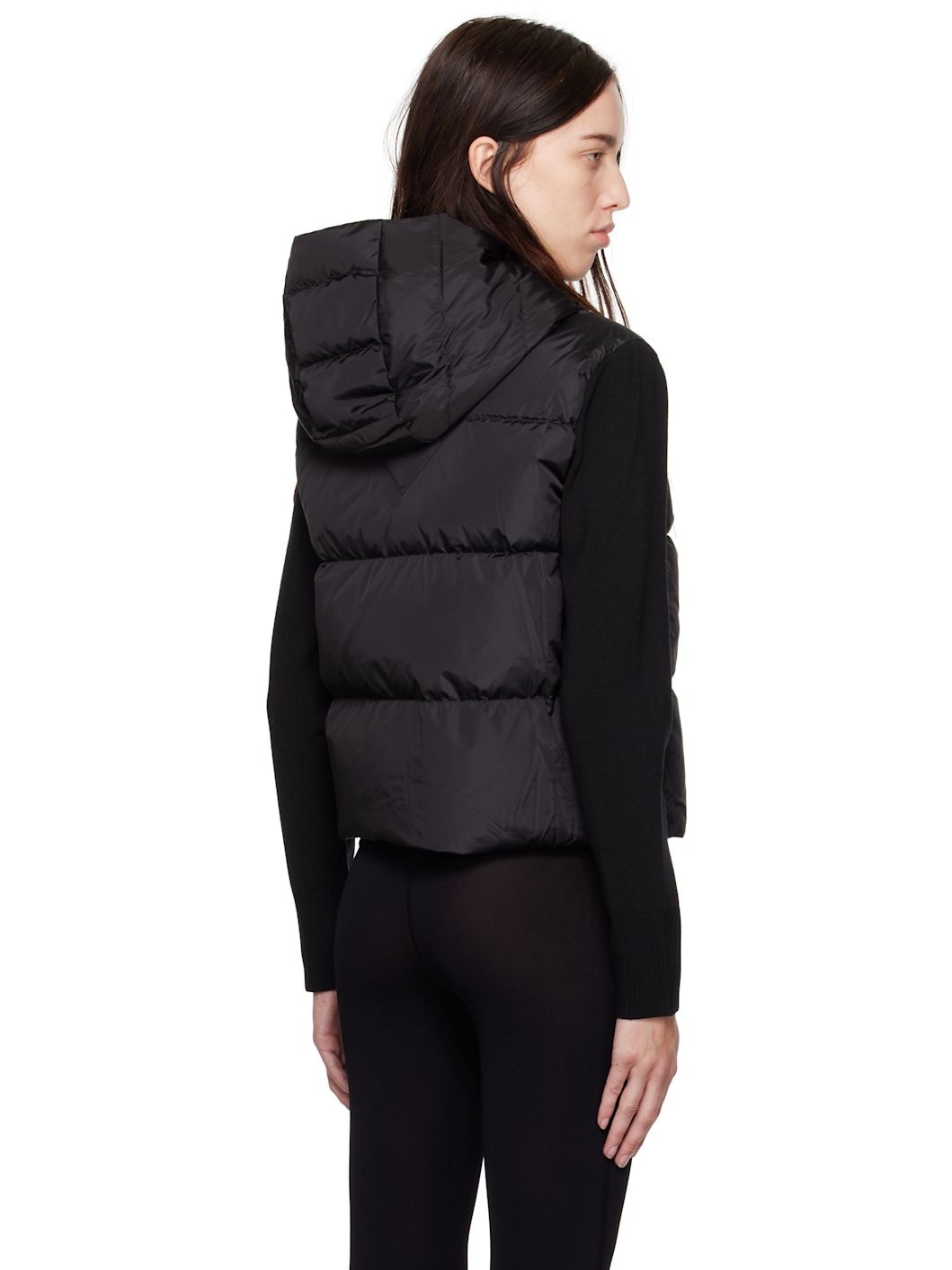 Black HyBridge® Wide Quilt Knit Down Jacket - 3