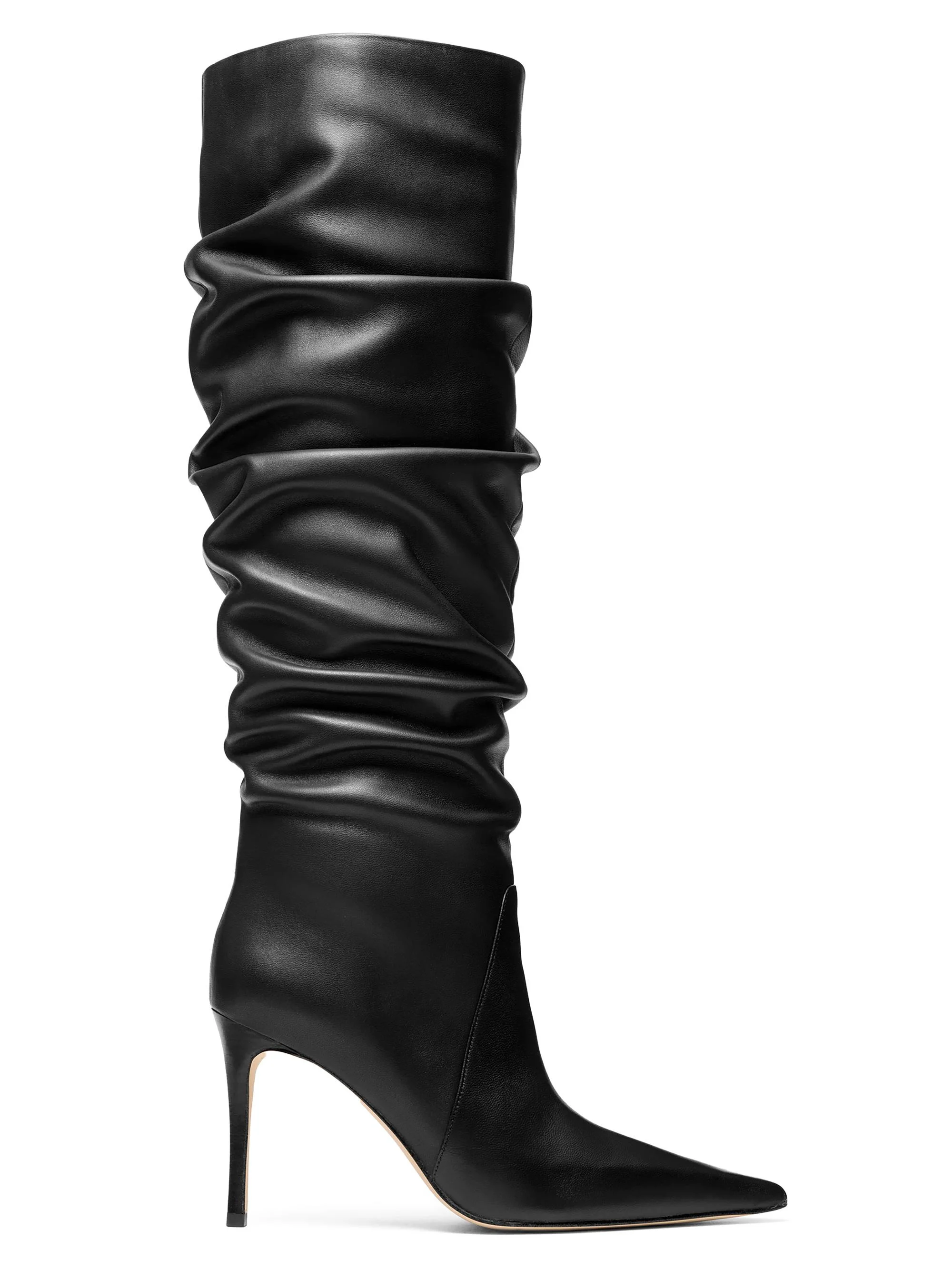 Women's Dawn 90MM Leather Knee-High Slouch Boots - Black - 1