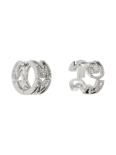 Marc Jacobs Silver Monogram Crystal Huggie Earrings outlook