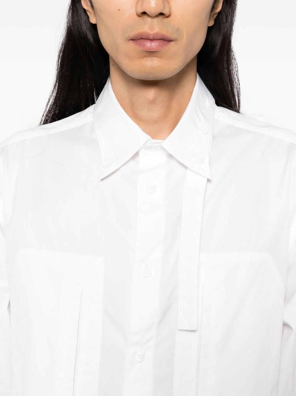 chain-stitch string-collar shirt - 5