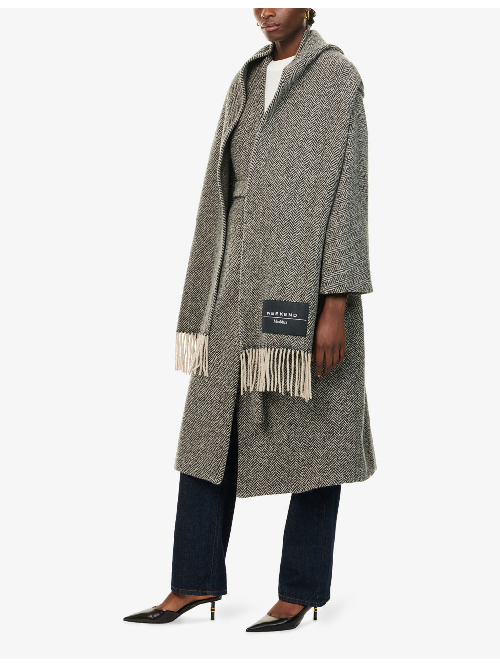 Zenica Chevron-Print Wool-Blend Coat - 3