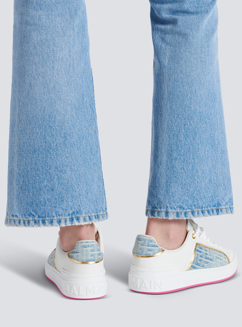 Balmain B-Court sneakers in leather and denim outlook