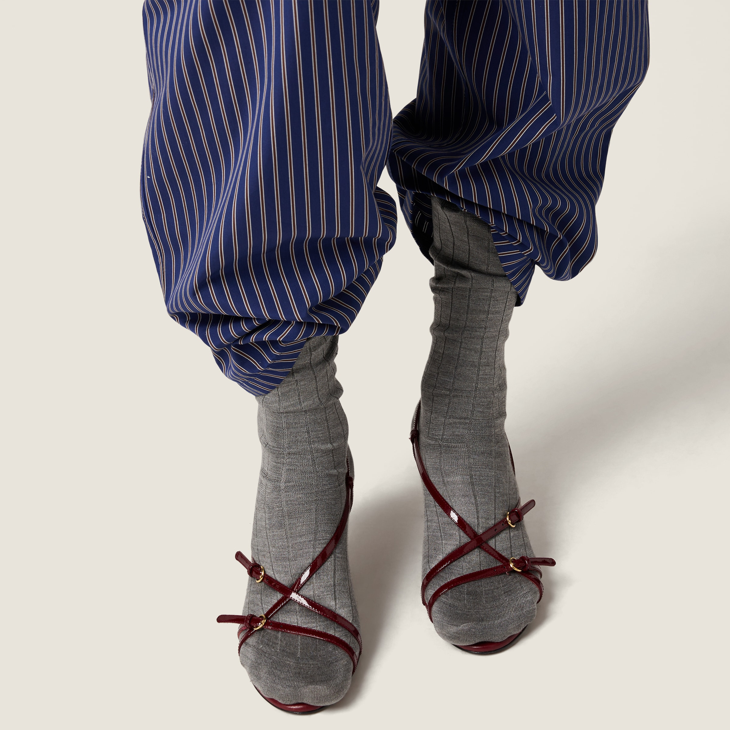 Jacquard stripe poplin pajama pants - 4