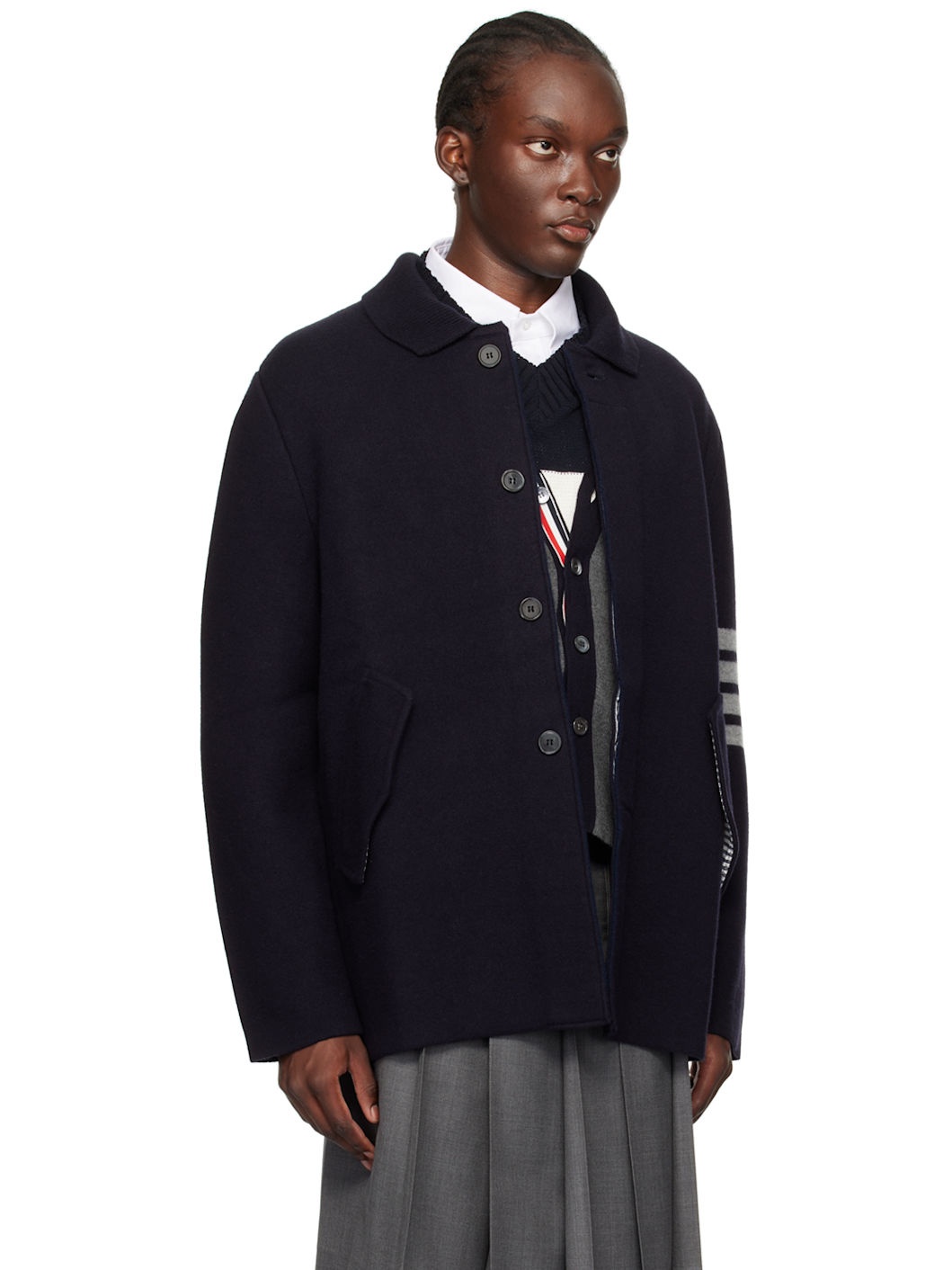 Navy 4-Bar Coat - 2