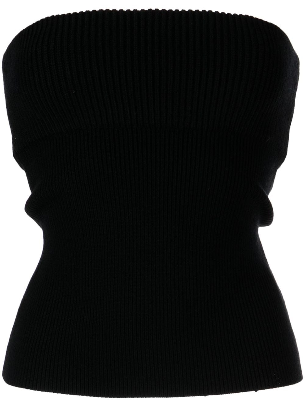 double-layer ribbed-knit strapless top - 1