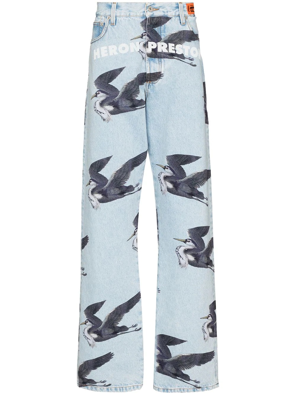 Bird-print wide-leg jeans - 1