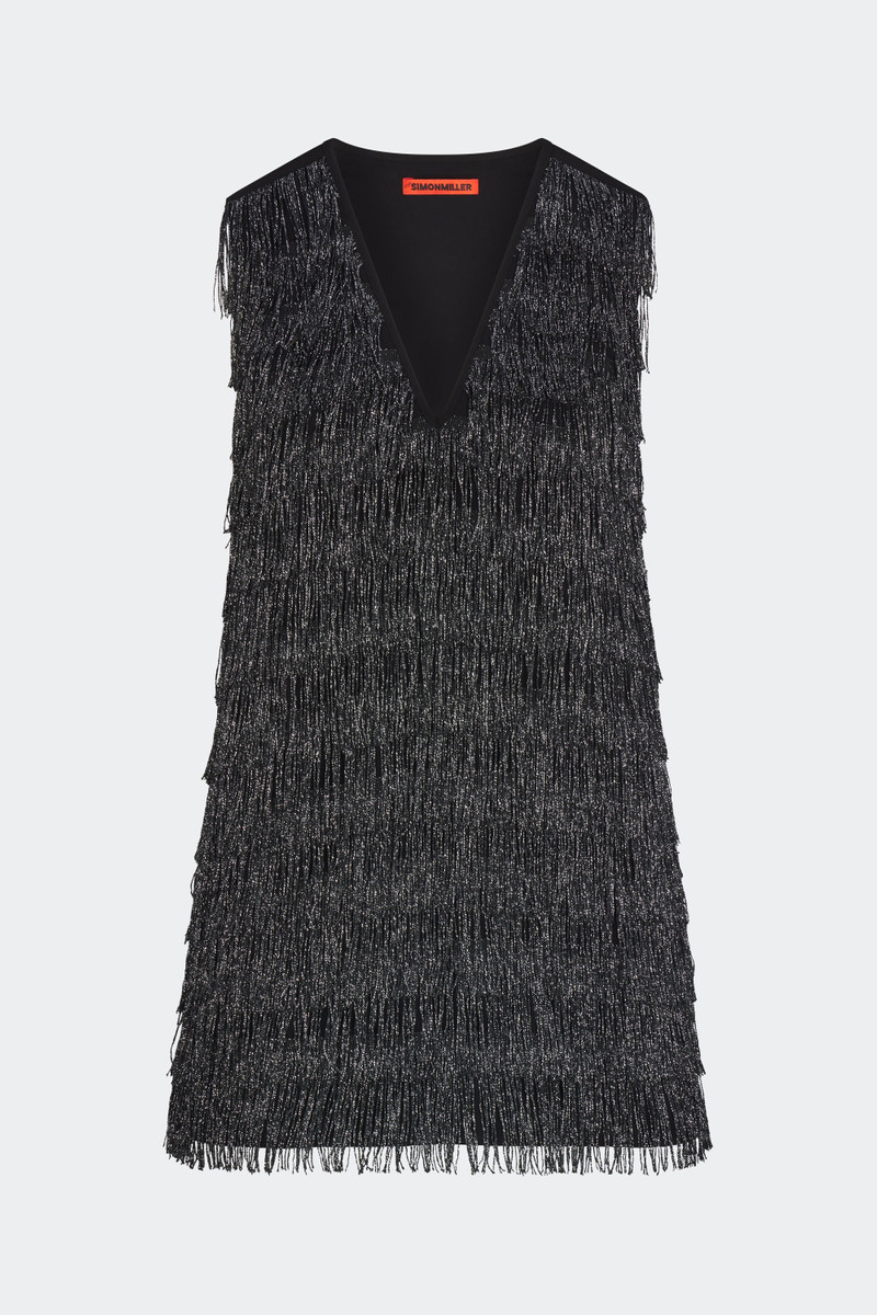 Fountain Fringe Dress In Black 5