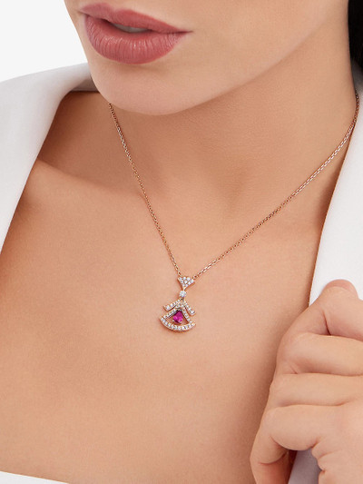 BVLGARI Divas’ Dream 18ct rose-gold, 0.46ct brilliant-cut diamond and rubellite pendant necklace outlook
